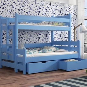 Detská poschodová posteľ 90 cm Bivi (modrá)