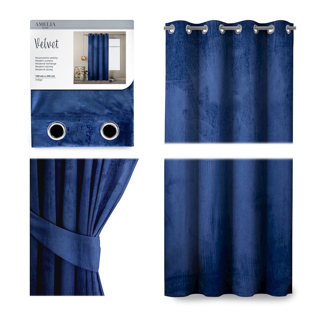 Záves AmeliaHome Velvet modrý