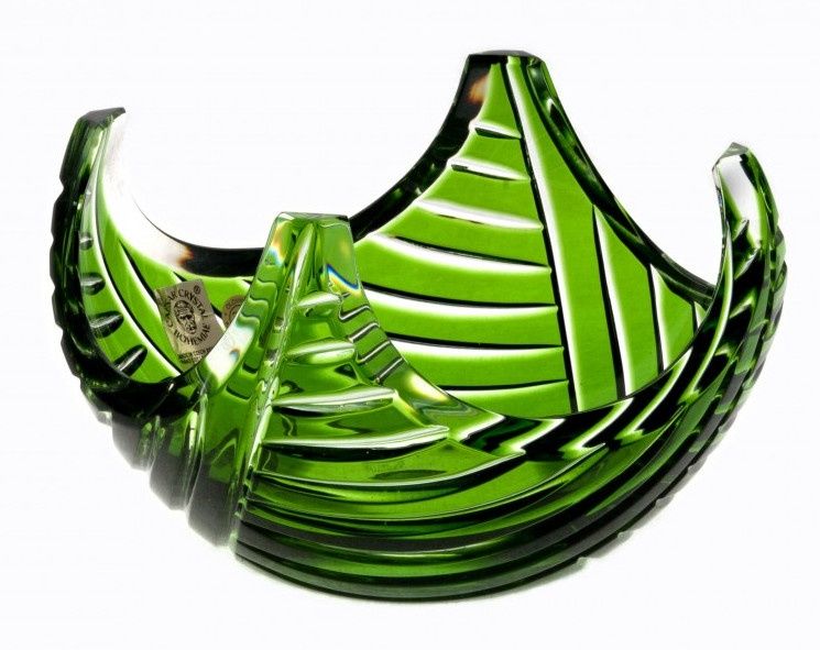 Krištáľová miska Linum, farba zelená, priemer 140 mm