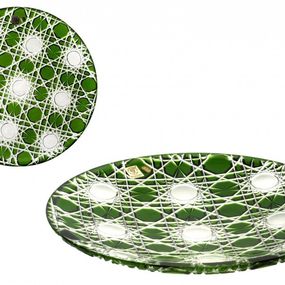 Krištáľový tanier Flake, farba zelená, priemer 300 mm