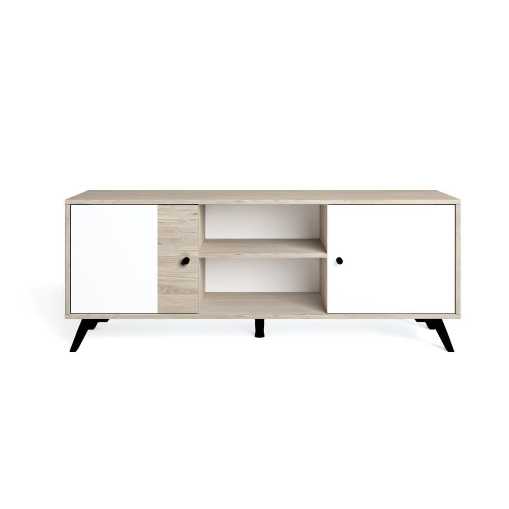 Biely TV stolík v dekore duba 136x53 cm Sahara - Marckeric