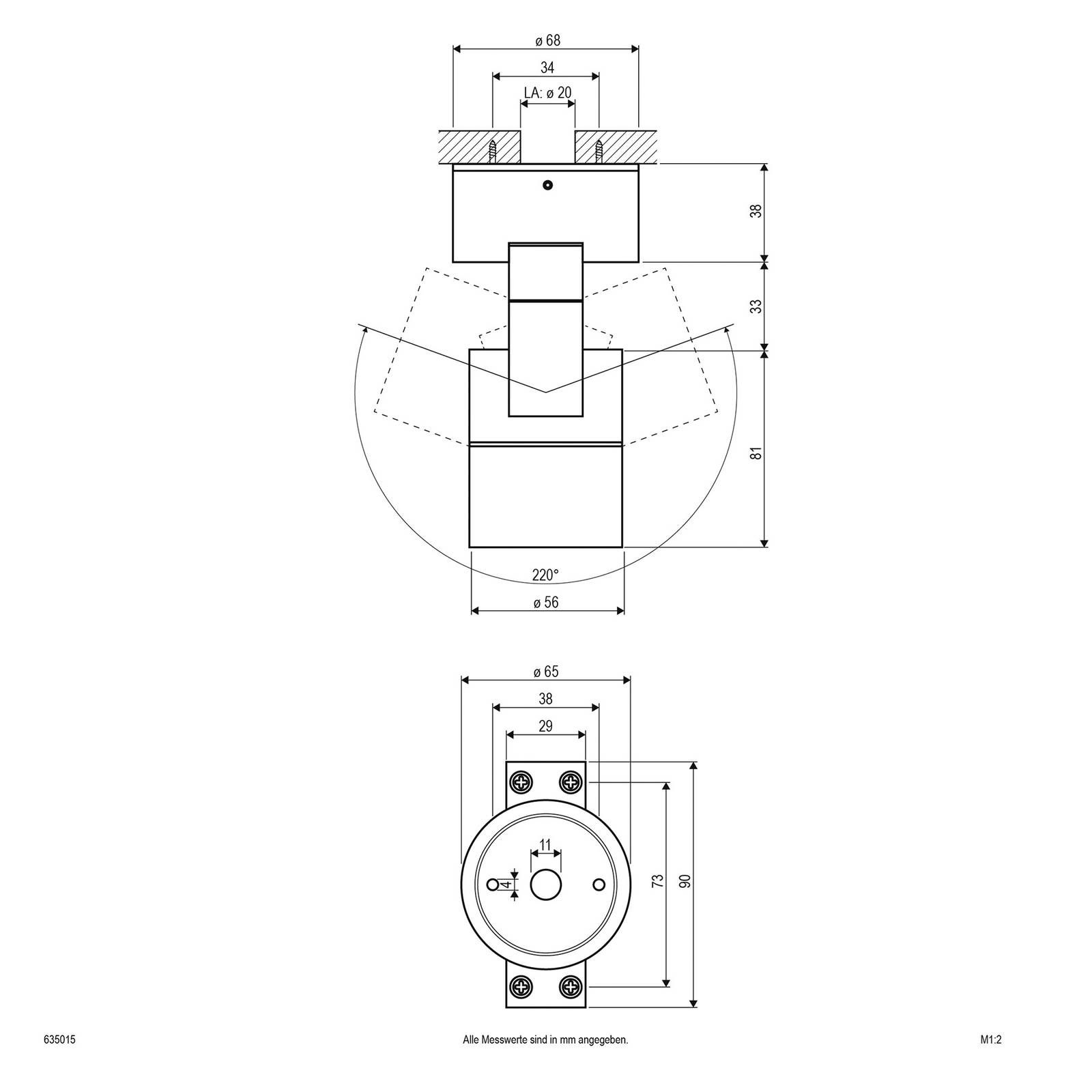 EVN 635015 stropné svietidlo IP54 okrúhle antracit, Pracovňa / Kancelária, hliník, sklo, GU10, 35W, K: 15.2cm