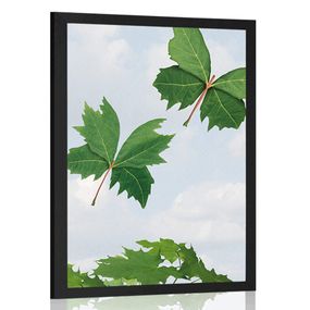 Plagát listy vo vetre - 30x45 black