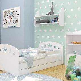 Detská posteľ so zásuvkou 200x90 cm s výrezom HVIEZDIČKY + matrac ZADARMO!
