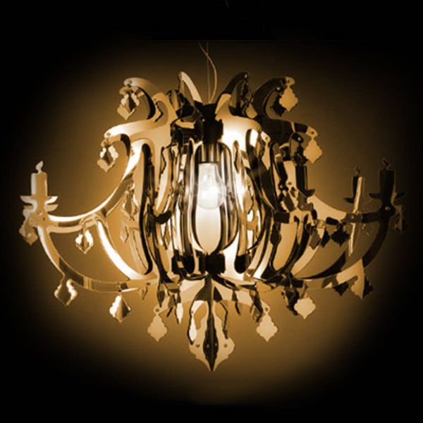 Slamp Ginetta – dizajnérska závesná lampa, zlatá, Obývacia izba / jedáleň, Steelflex®, E27, 100W, K: 58cm