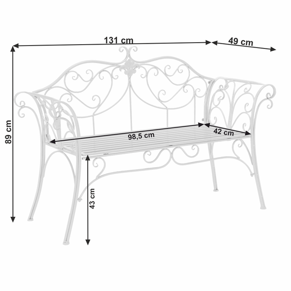 Záhradná lavička, biela, ETELIA