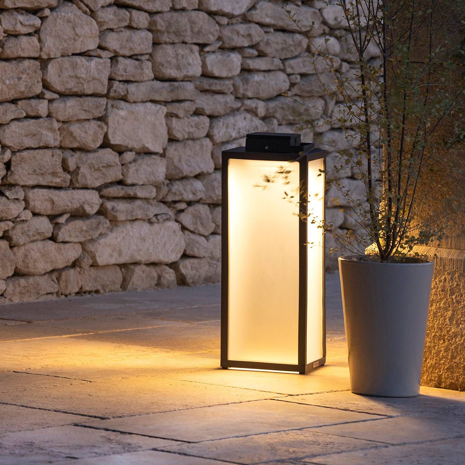 Les Jardins Solárna LED lucerna Tradition antracit výška 65 cm, hliník, akryl, 2W, P: 23 cm, L: 23 cm, K: 65cm