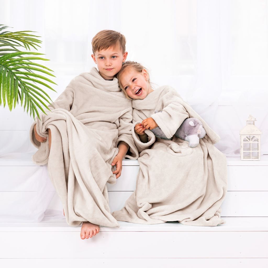 Detská deka s rukávmi DecoKing Lazy krémová