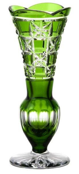 Krištáľová váza Lada, farba zelená, výška 180 mm