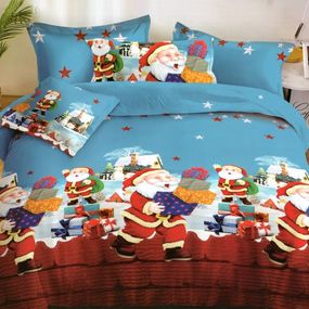 DomTextilu Vianočné posteľné obliečky s motívom darčekov 3 časti: 1ks 160 cmx200 + 2ks 70 cmx80 Modrá 29221-158561