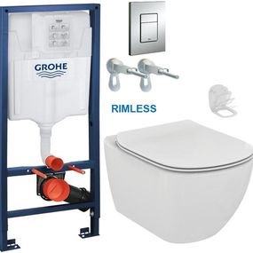 Rapid SL pre závesné WC 38528SET s chrómovou doskou + WC Ideal Standard Tesi se sedlem RIMLESS 38772001 TE2