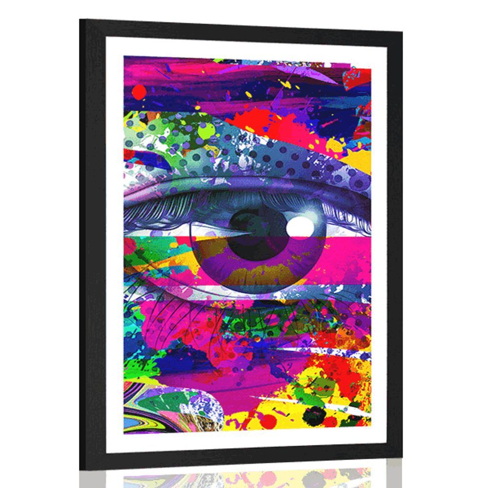 Plagát s paspartou ľudské oko v pop-art štýle - 40x60 black