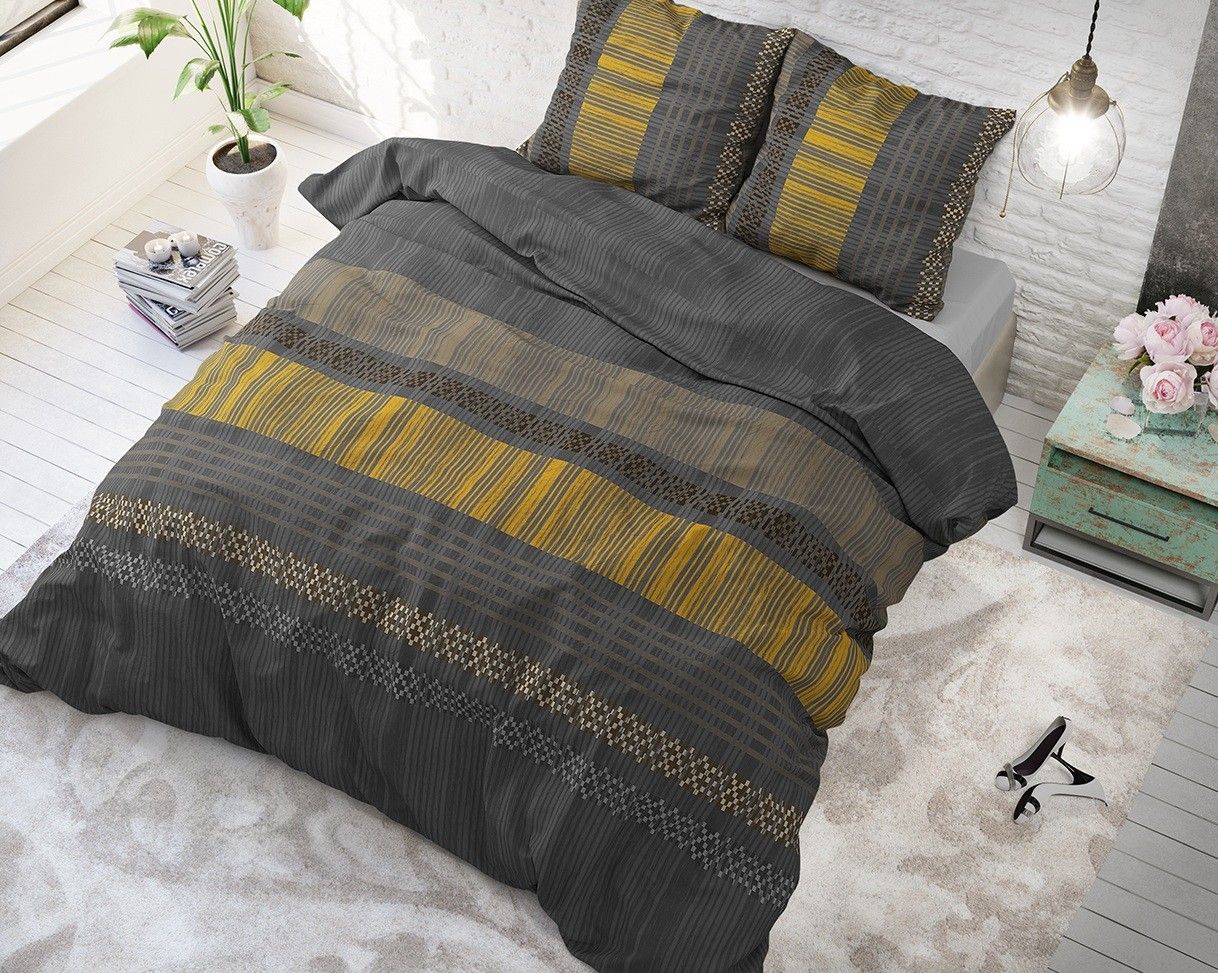 DomTextilu Tmavo sivé posteľné obliečky v modernom dizajne ACHIE ANTHRACITE 180 x 200 cm 12868
