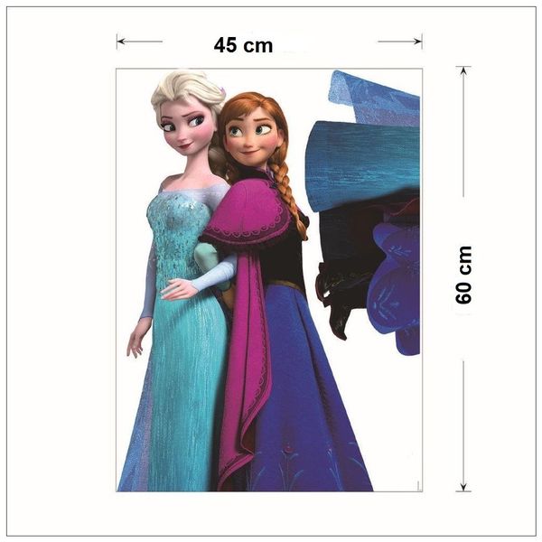 KT134 Samolepiace dekorácie - samolepka na stenu Disney - Frozen - ľadové kráľovstvo Elza a Anna, veľkosť 45 cm x 60 cm
