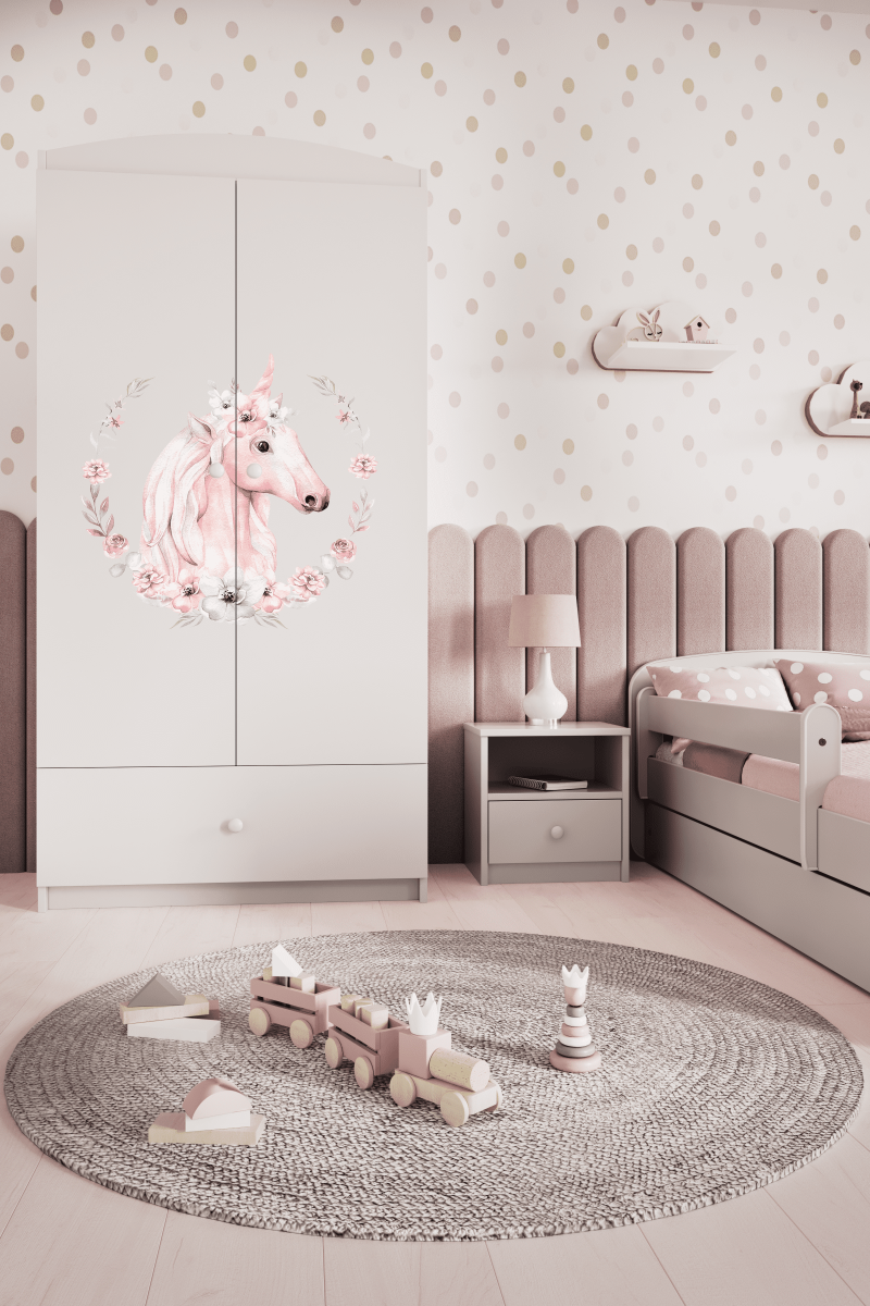 Dětská skříň Babydreams 90 cm kůň bílá