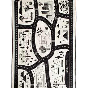 Dětský koberec Black City 100x160 cm bílý/černý