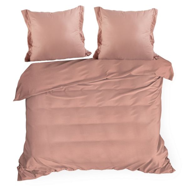 Romantická posteľná bielizeň AVINION z bavlny s ozdobným okrajom a lemovaním na vankúšoch v ružovej farbe 3 časti: 1ks 160x200 + 2ks 70x80 Ružová