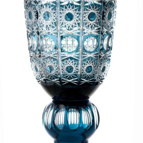 Krištáľová váza Petra, farba azúrová, výška 430 mm