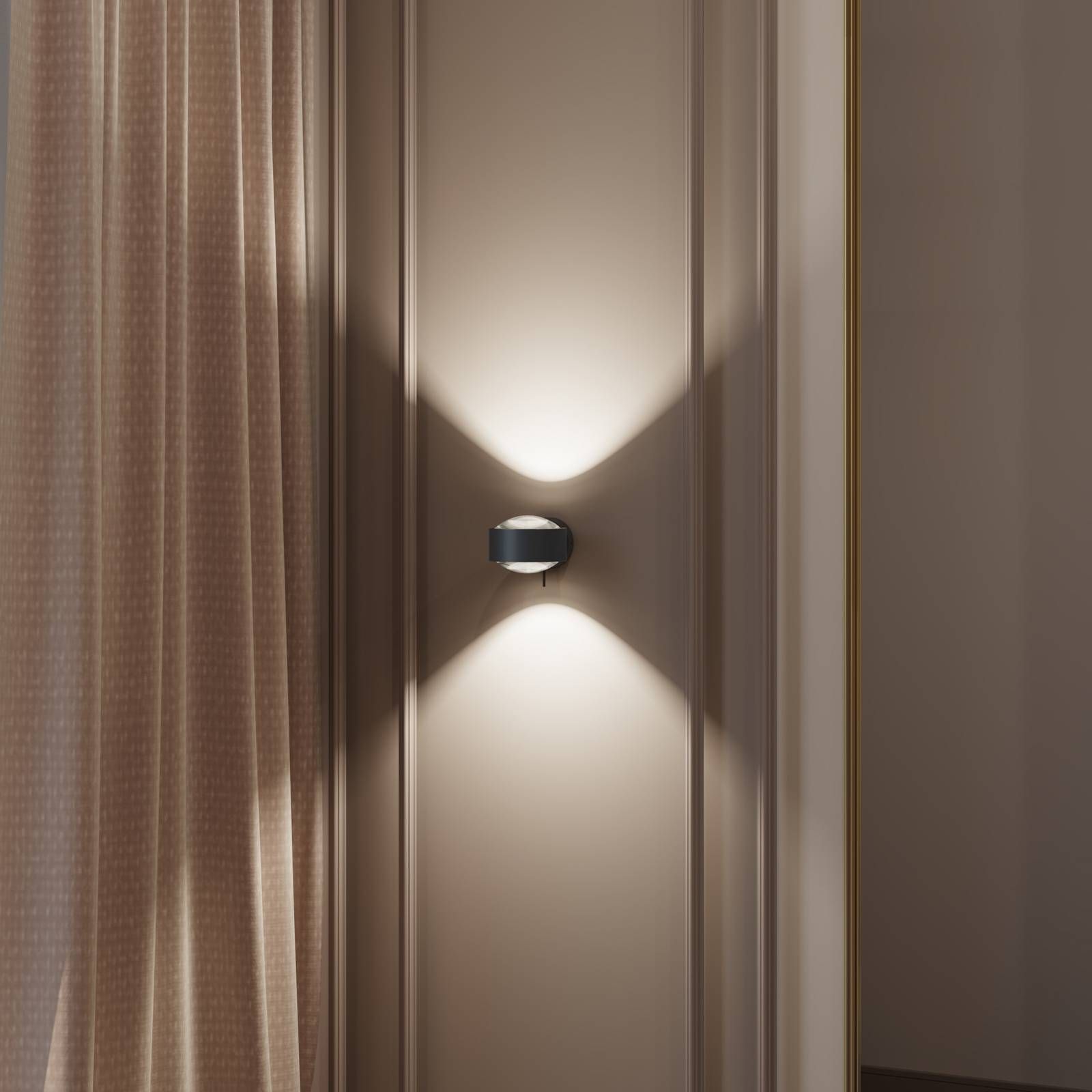 Top Light Puk! 120 Wall LED svetlá číre antracitová matná, Obývacia izba / jedáleň, hliníkový zinok, sklo, 10W, L: 12 cm