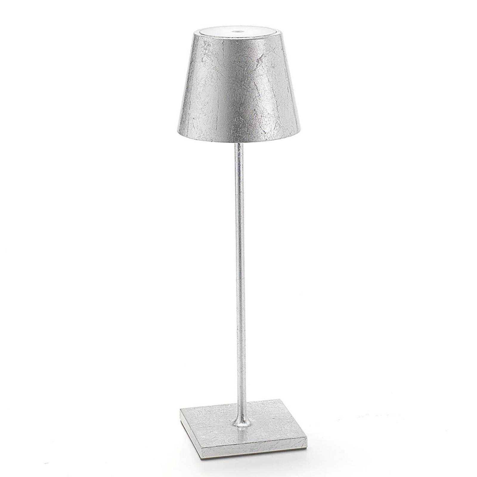 Zafferano Stolná LED lampa Poldina, dekor, prenosná striebro, Obývacia izba / jedáleň, kov, plast, 2.2W, K: 38cm