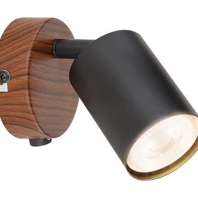 RABALUX 5295 Edmund nástenné bodové svietidlo/spot s vypínačom 1xGU10 imitácia dreva, čierna