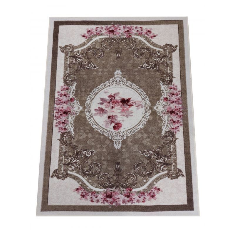 DomTextilu Krásny hnedý koberec s kvetinovým vzorom 43488-204948