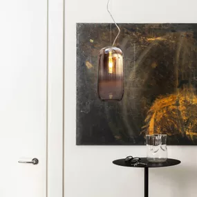 Artemide Gople závesná lampa, bronz/čierna, Obývacia izba / jedáleň, fúkané sklo, hliník, E27, 20W, K: 42cm