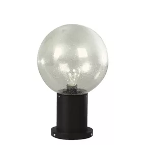 Albert Leuchten Soklové svietidlo II čierne, s bublinkovým sklom, hliníková zliatina, fúkané sklo číra, E27, 75W, K: 38cm