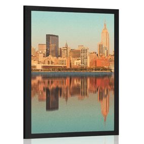 Plagát očarujúci New York v odraze vo vode - 30x45 black