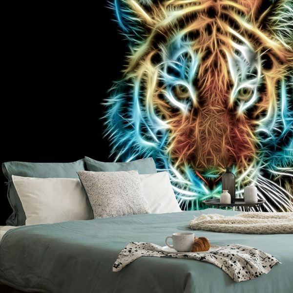 Samolepiaca tapeta hlava tigra v abstraktnom prevedení - 225x150