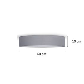 Smartwares Stropné svietidlo Mia, sivé, Ø 60 cm, Obývacia izba / jedáleň, kov, textil, E27, 60W, K: 10.3cm