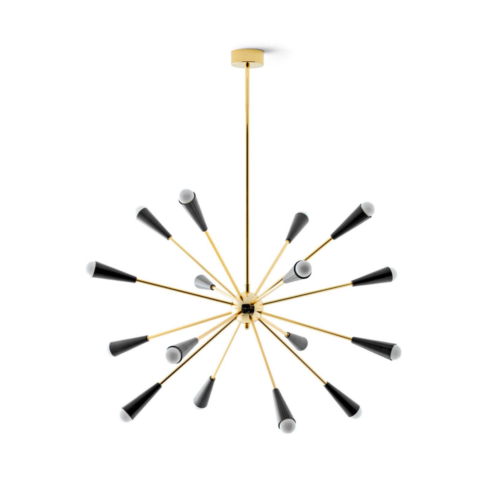 Stilnovo Sputnik LED svietidlo, zlatá/čierna, Obývacia izba / jedáleň, mosadz, kov, E14, 6W, K: 66.2cm