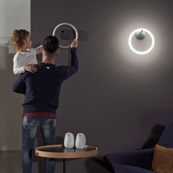 Marchetti Nástenné LED svietidlo Ulaop, jeden kruh, čierne, Obývacia izba / jedáleň, kov, plexisklo, 10W