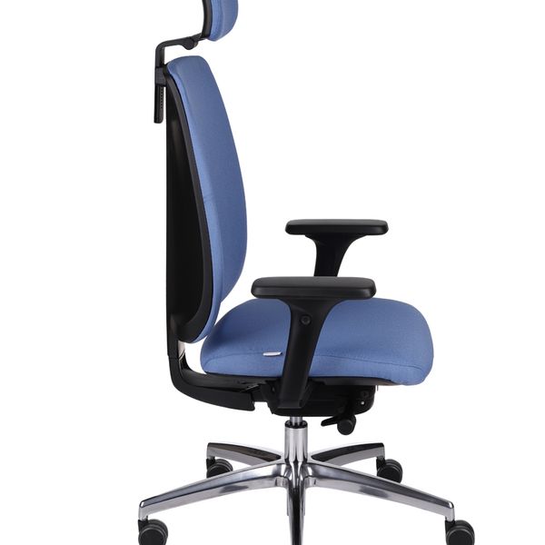 Kancelárska stolička s podrúčkami Velito BT HD - modrá / čierna / chróm