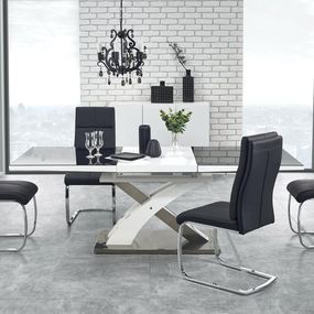 Jedálenský stôl Sandor 2 (čierna + biela) (pre 6 až 8 osôb)