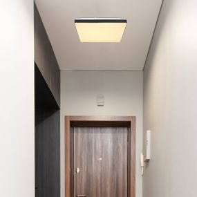 Globo Stropné LED svietidlo Raina štvorcový tvar, čierna, Obývacia izba / jedáleň, plast, železo, 12W, Energialuokka: E, P: 33 cm, L: 33 cm, K: 6cm