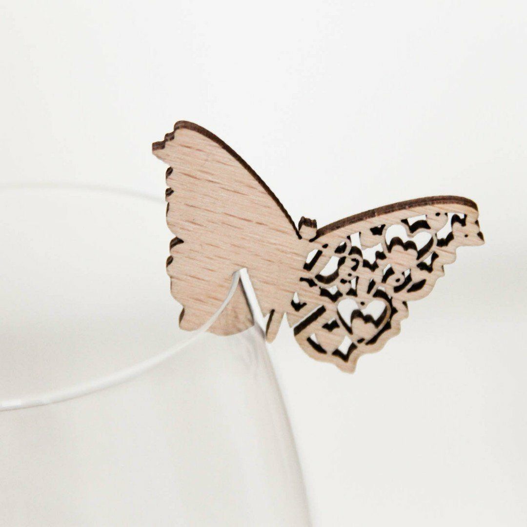 Darček pre svadobných hostí - Dekorácia na pohár motýľ
