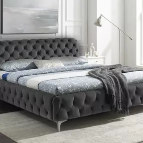 Dizajnová posteľ Rococo 180 x 200 cm sivý zamat - 