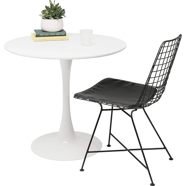 Jedálenský stôl, okrúhly, biela matná, priemer 80 cm, REVENTON