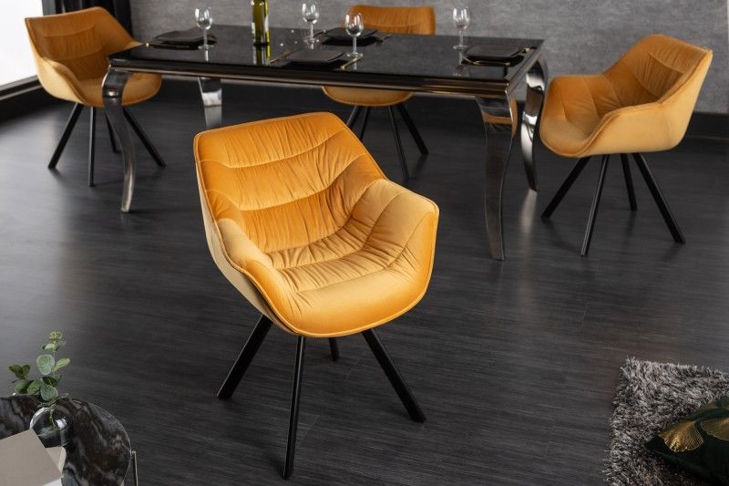 Dizajnová stolička Kiara horčicový zamat