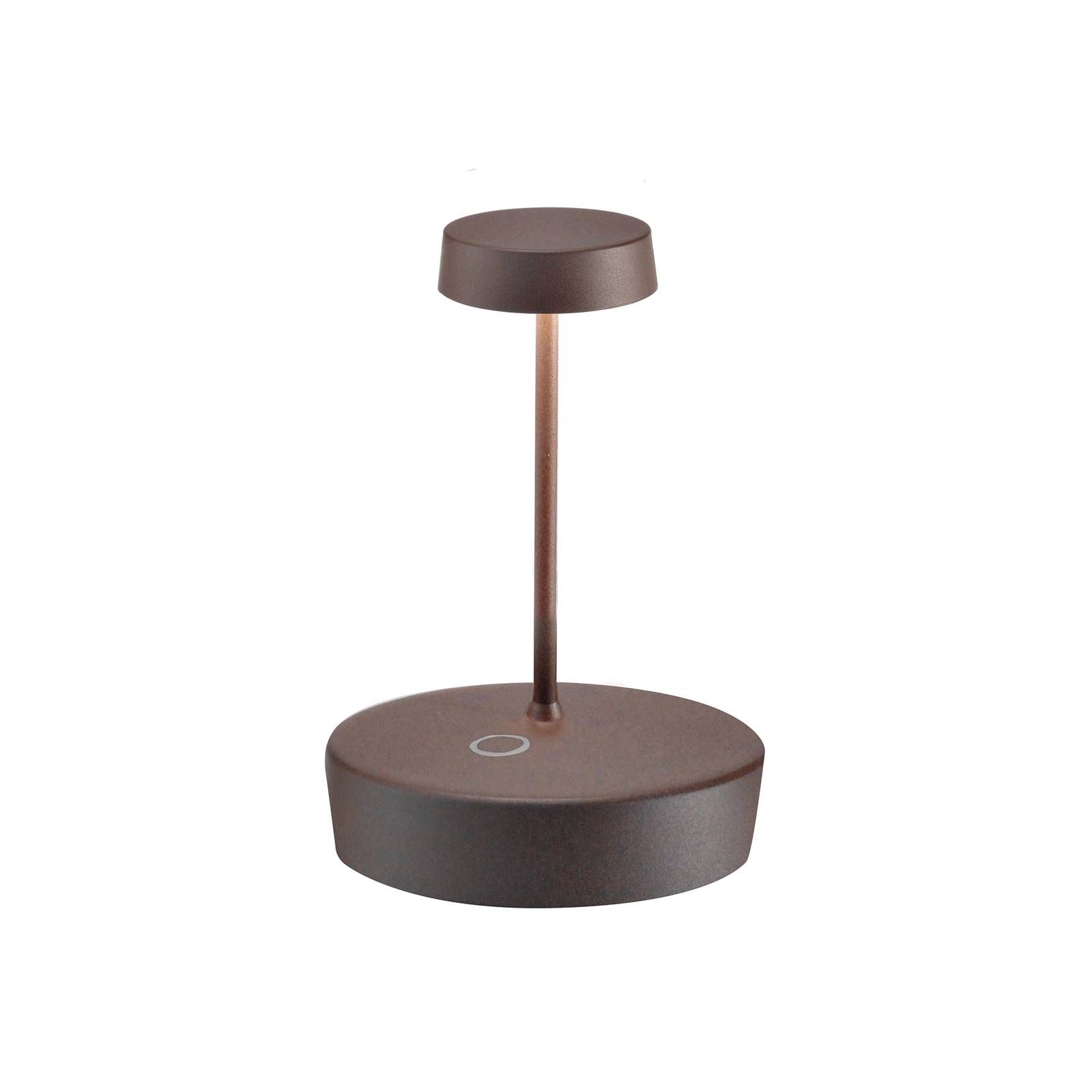 Zafferano Swap mini lampa na batérie IP65 corten, Obývacia izba / jedáleň, hliník, polykarbonát, 1.4W, K: 14.8cm