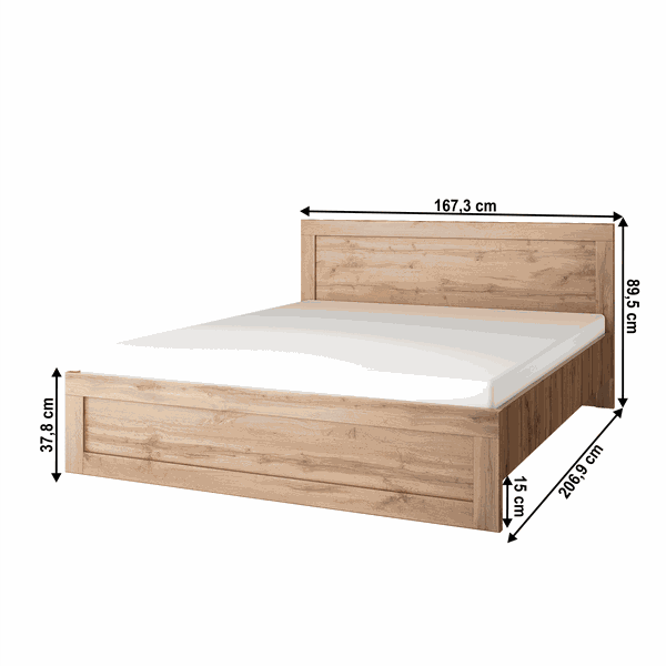 Manželská posteľ, 160x200, dub wotan, MORATIZ