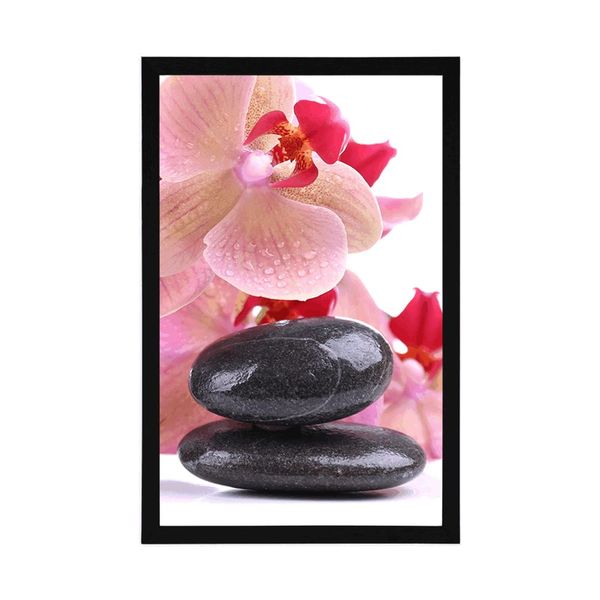 Plagát SPA kamene a orchidea - 30x45 black