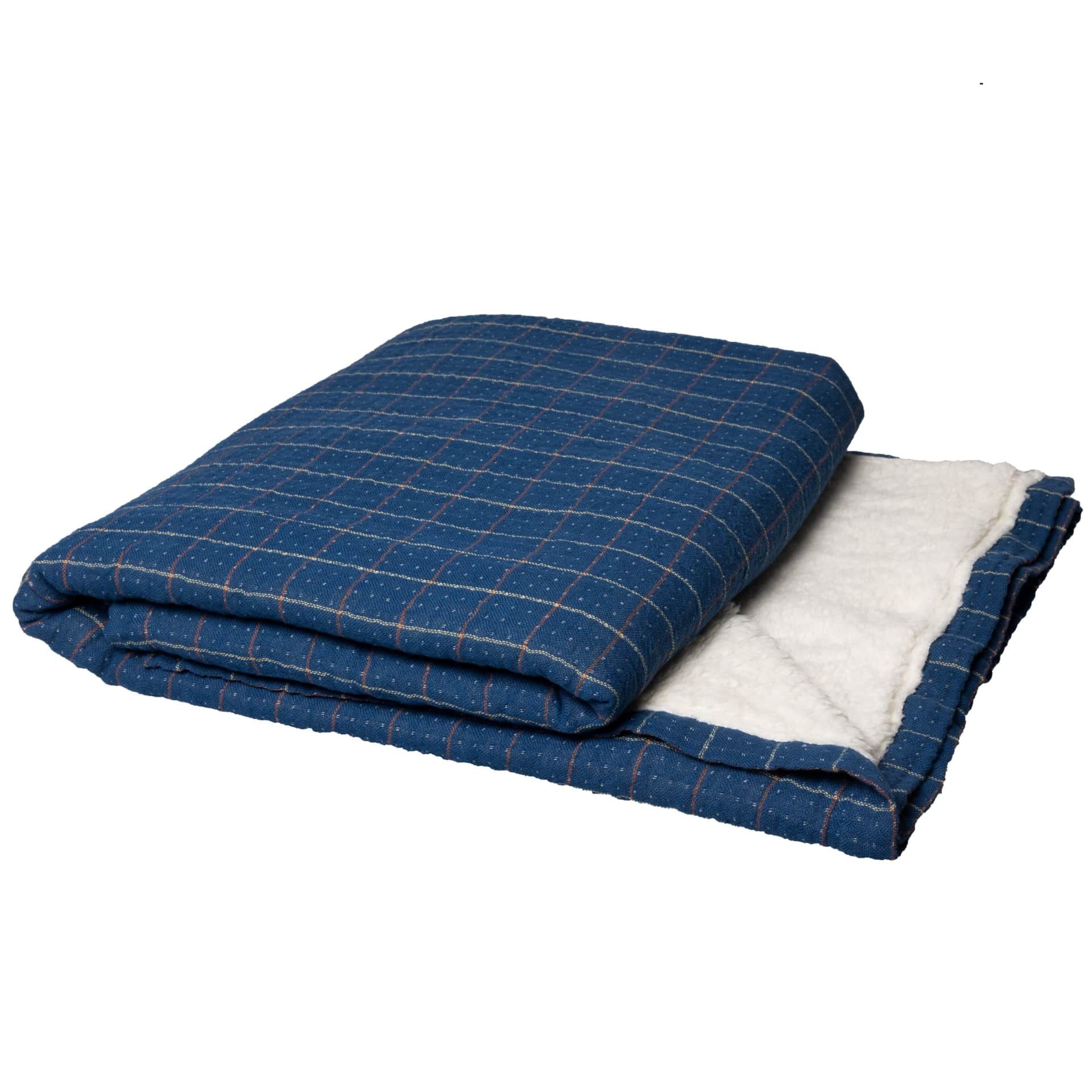 HK living Bavlnený prehoz Checkered Sherpa Blue 130x170 cm