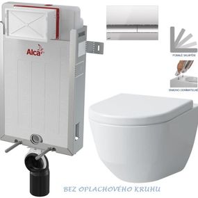 ALCADRAIN Renovmodul - predstenový inštalačný systém s chrómovým tlačidlom M1721 + WC LAUFEN PRO RIMLESS + SEDADLO AM115/1000 M1721 LP1