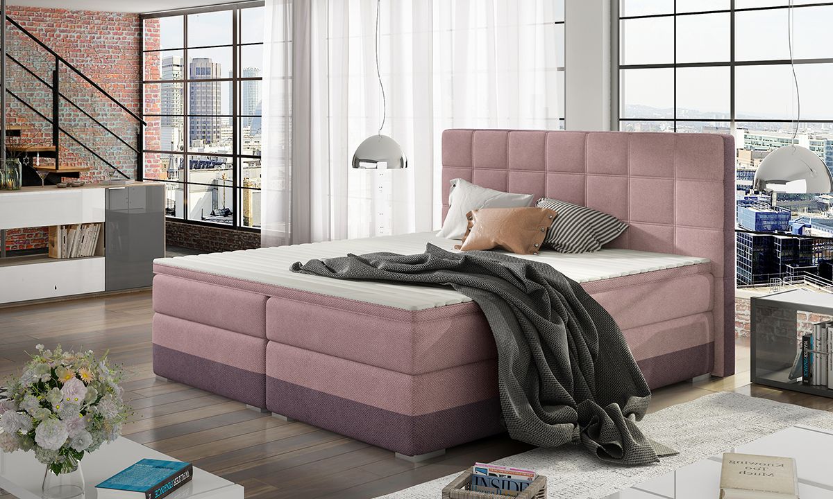 Čalúnená manželská posteľ s úložným priestorom Dalino 180 - ružová / fialová
