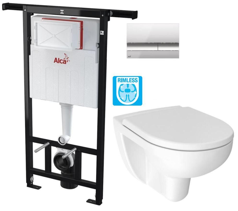 ALCADRAIN Alcadrain Jádromodul - predstenový inštalačný systém s chrómovým tlačidlom M1721 + WC JIKA LYRA PLUS RIMLESS + SEDADLO duraplastu AM102/1120 M1721 LY1