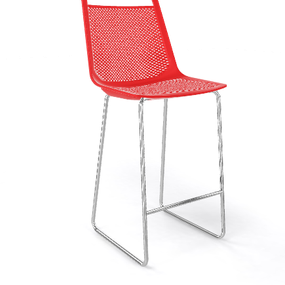 GABER - Nízka barová stolička AKAMI ST, červená/chróm