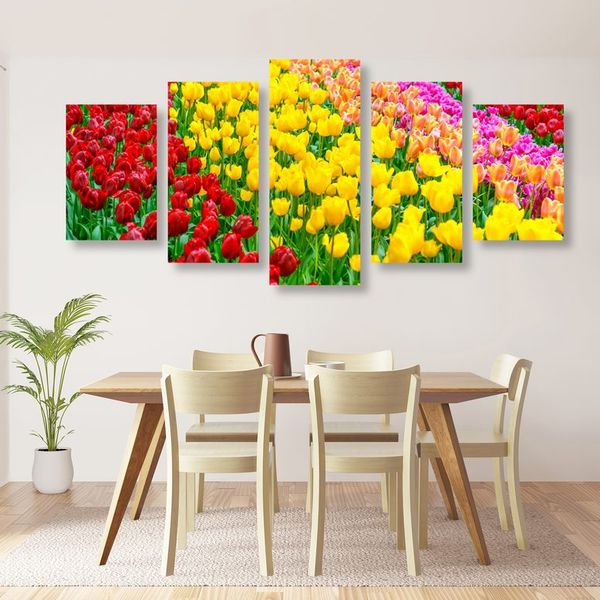 5-dielny obraz záhrada plná tulipánov - 200x100