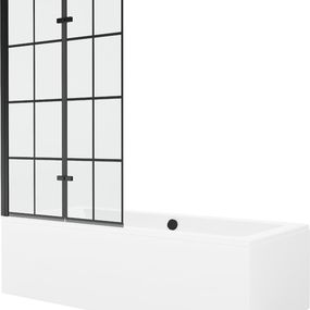 MEXEN/S - Cube obdĺžniková vaňa 170 x 80 cm s panelom + vaňová zástena 100 cm, čierna vzor 550517080X9210027077